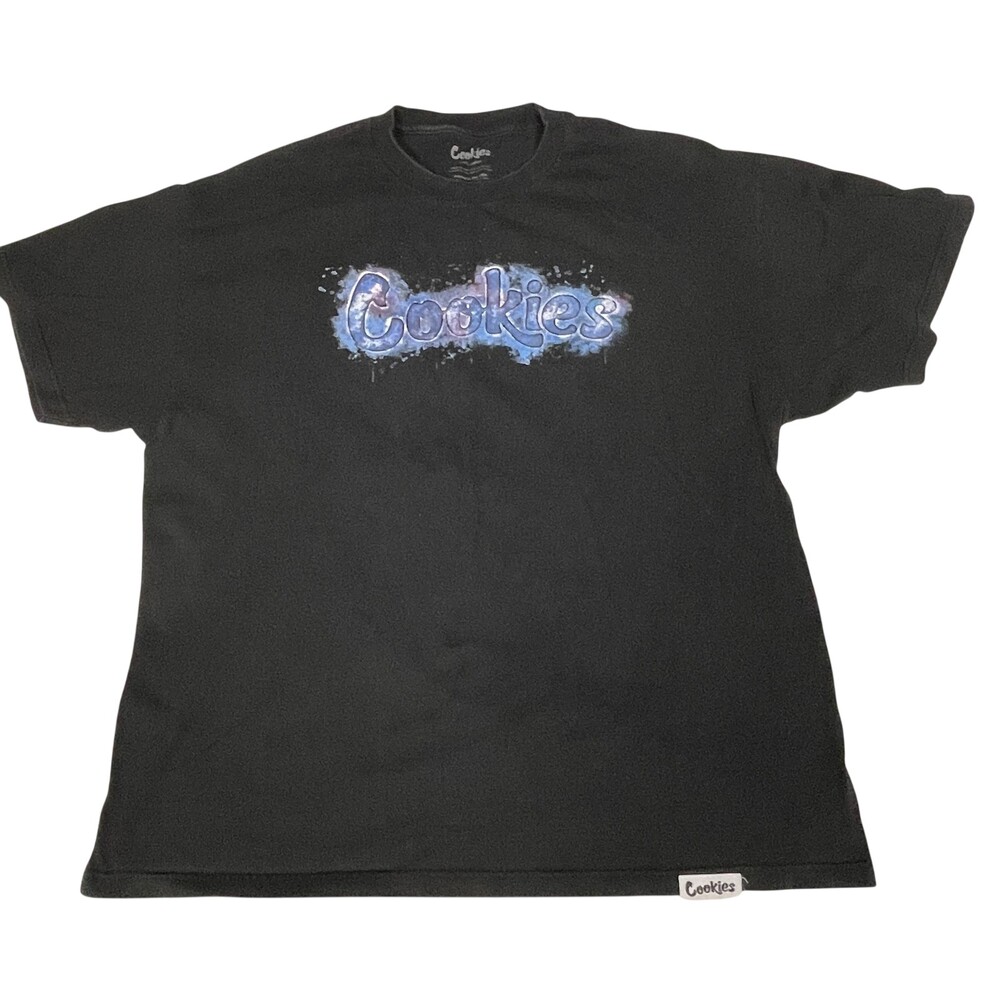 Cookies Shirt Mens 2XL Black Blue Logo Graphic Streetwear Tee Tagless Front